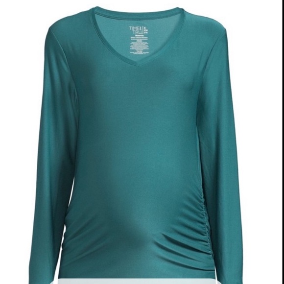 Maternity V-Neck T-shirt with Long Sleeves - Picture 3 of 4